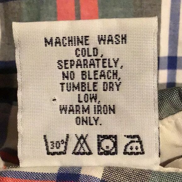 The Disney Store Mickey Mouse Red Green Cotton Plaid Button Down Retro Shirt - Picture 12 of 12